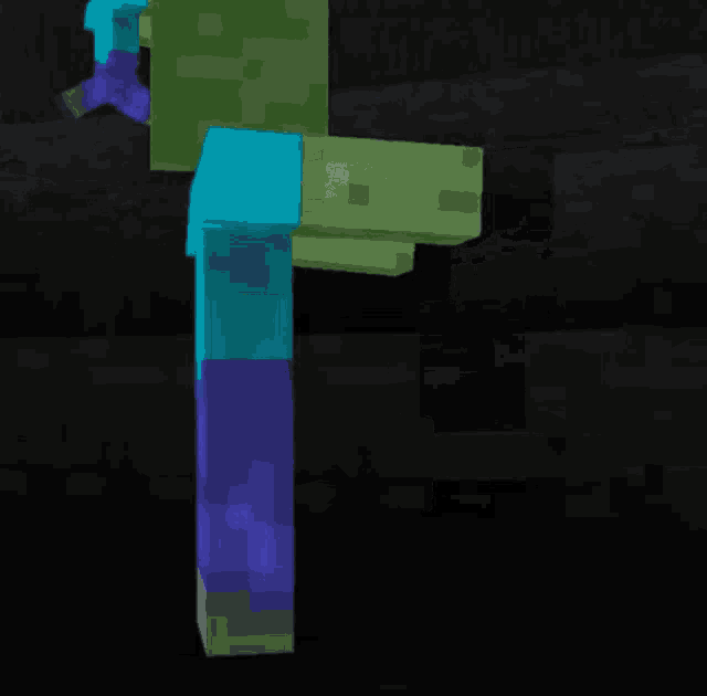 a minecraft character with a blue star on his feet