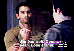 two men are standing next to each other and one says " big bad wolf "