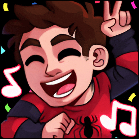 a cartoon drawing of a boy with a spider on his shirt giving a peace sign