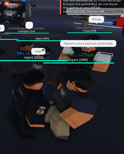 a group of people are playing a game and one of them is wearing a police vest