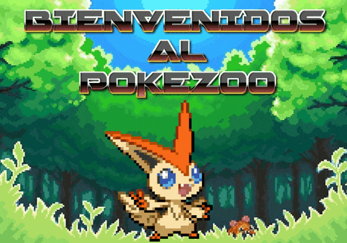 a pixel art of a pokemon with the words bienvenidos al poke zoo