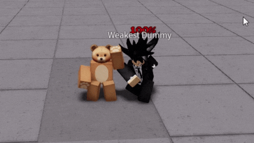 a weakest dummy in a video game with a teddy bear