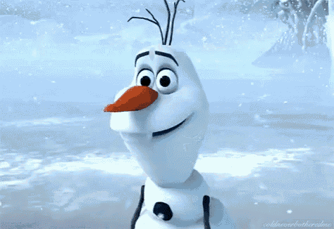 a cartoon character named olaf from frozen standing in the snow