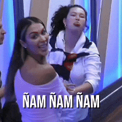 a group of women standing next to each other with the words nam nam nam on the bottom right