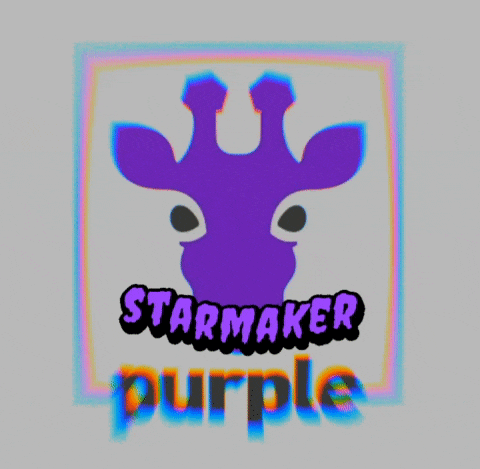 a logo for starmaker purple has a purple giraffe on it