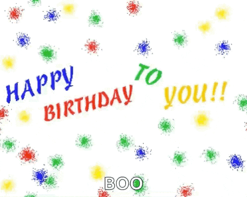 a birthday card with two balloons and the words `` happy birthday boo ''