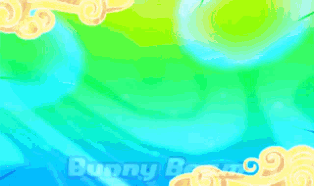 a cartoon bunny is flying through the air with the words bunny beam below it