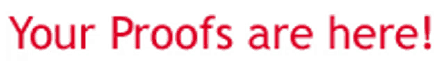 a red sign that says your proofs are here on a white background