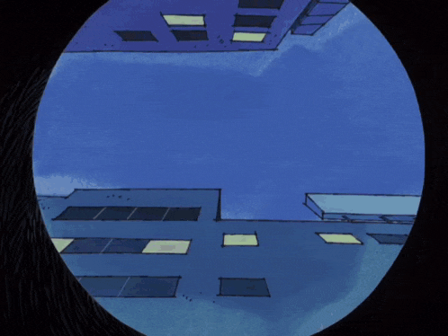 a group of cartoon characters are looking up at something
