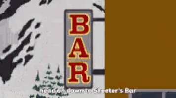 a sign that says bar on it in red