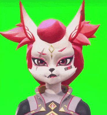 a cartoon character with red hair and a bandage on her face is looking at the camera on a green screen .
