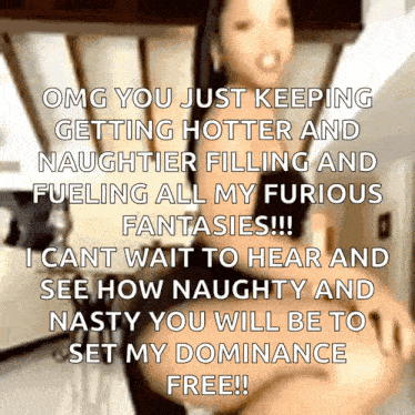 a picture of a woman with a caption that says omg you just keeping getting hotter and
