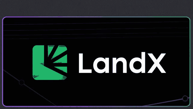 a logo for landx is shown on a dark background
