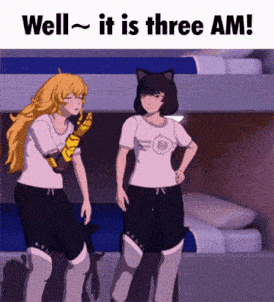 two anime girls are standing next to each other with the words well it is three am