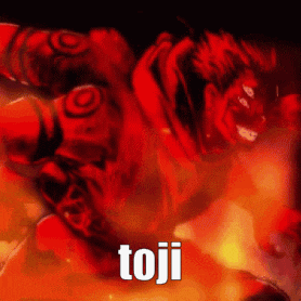 a picture of a person with the word toji written on it