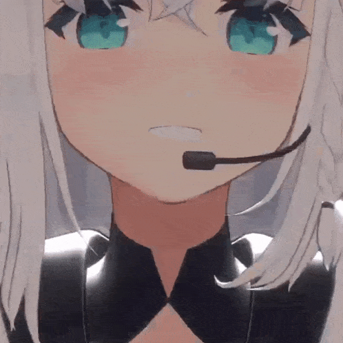 a close up of a 3d anime girl with a microphone on her head .