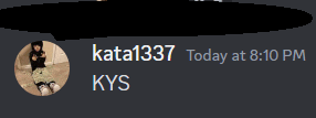 a screenshot of a chat between kata1337 and kys at 8:10 pm