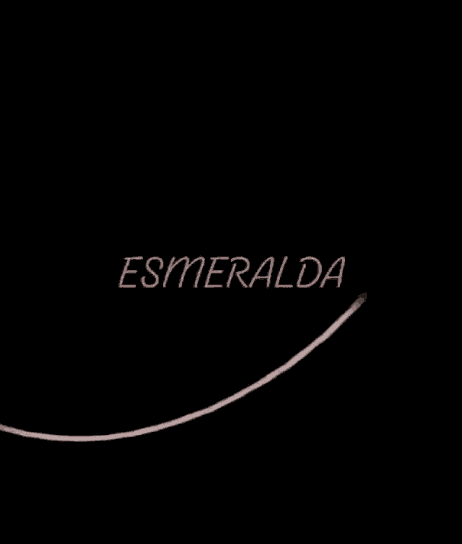 a pink swirl that says esmeralda on it