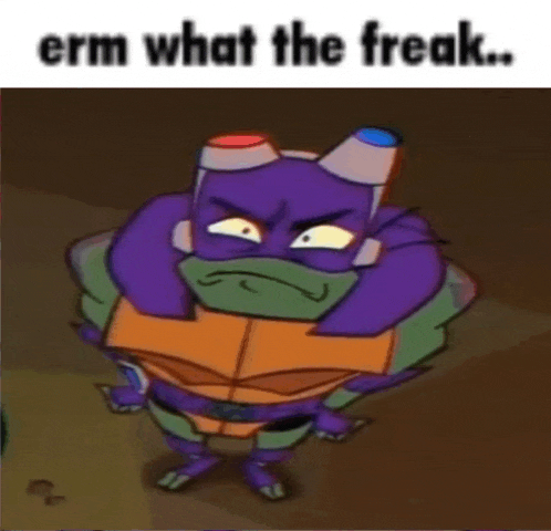 a picture of a cartoon character with the words erm what the freak written on it