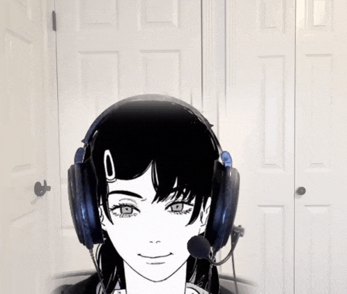 a drawing of a girl wearing headphones with a microphone