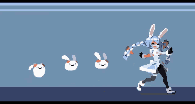 a pixel art illustration of a girl with bunny ears