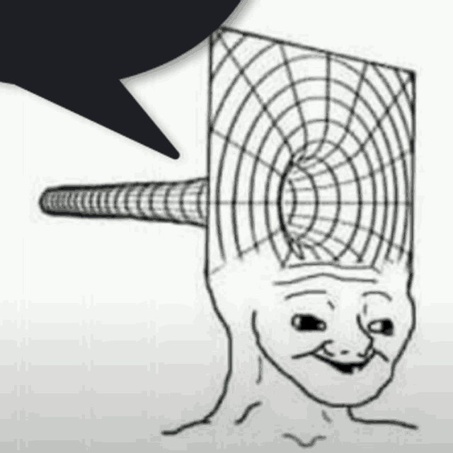 a black and white drawing of a man 's head with a hole in it .