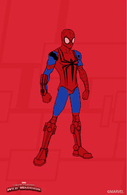 a drawing of a spiderman with a red background that says web warfare