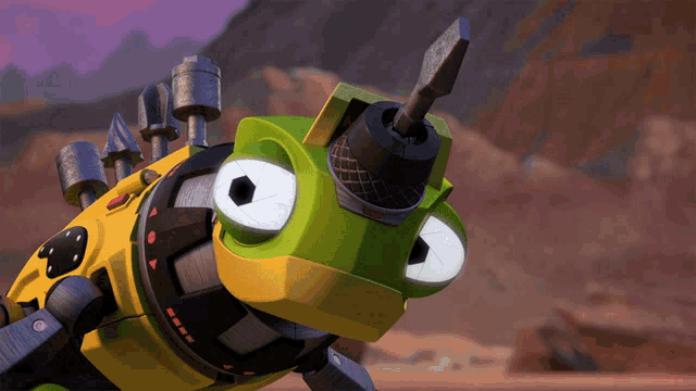 a toy chameleon has a screwdriver in its head