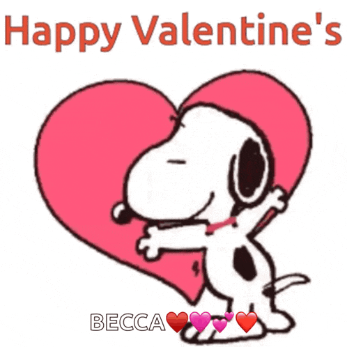 a picture of snoopy hugging a heart that says happy valentine 's on it