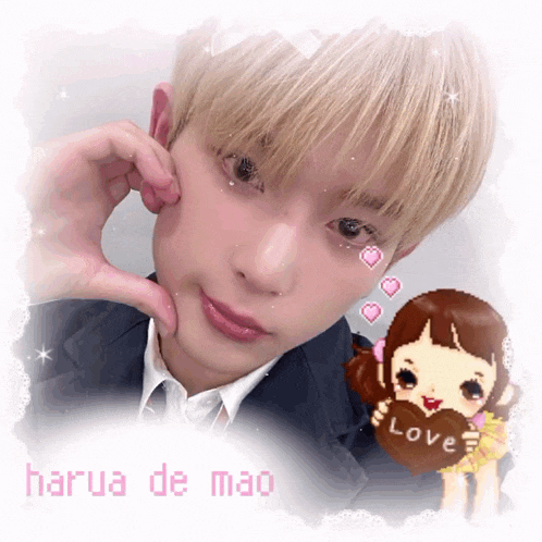 a picture of a boy with a girl holding a heart that says love on it