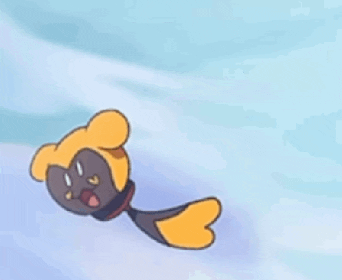 a cartoon character is flying through the air with a heart shaped tail .