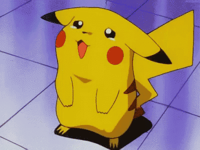 a cartoon pikachu is sitting on a tiled floor