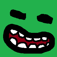 a pixel art drawing of a smiling face with black eyes