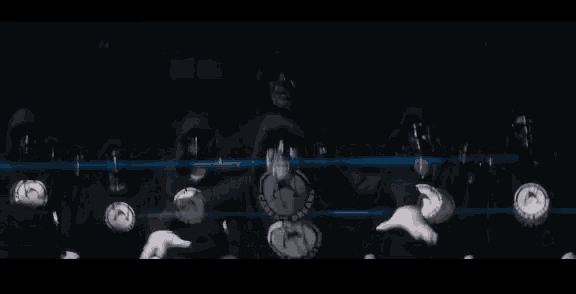a group of people wearing masks and gloves are dancing in the dark
