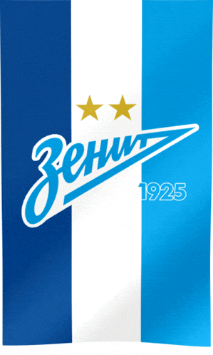 a blue and white striped flag with the words zenit 1925