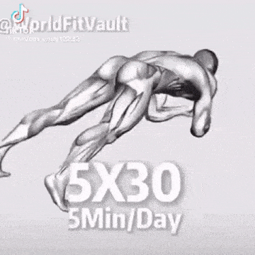 a man is doing a 5x30 5min / day workout on a gray background .