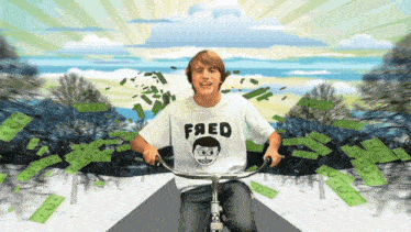 Fred Figglehorn Christmas Cash GIF - Fred Figglehorn Christmas Cash Bike Riding GIFs