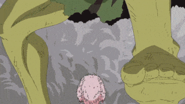 a cartoon drawing of a person 's legs with a pink ball in the middle