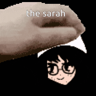 a pixelated image of a person 's head with the words " the sarah " written above it