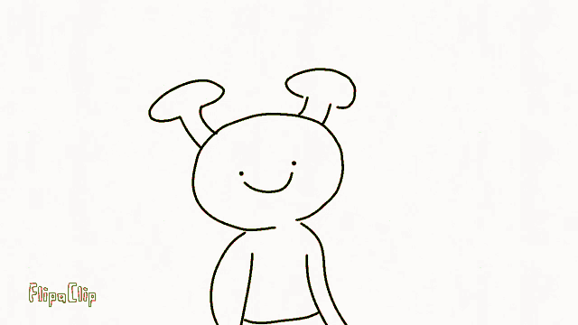 a green cartoon character with a surprised look on its face is floating in the air on a black background .