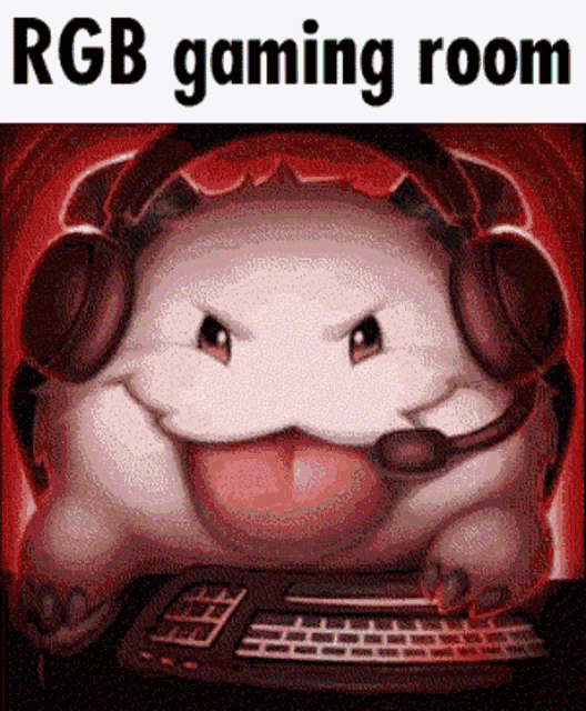 a cartoon character wearing headphones and a headset is sitting at a keyboard .