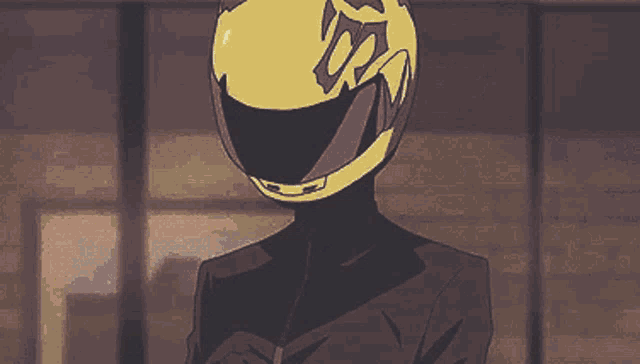 a person wearing a yellow helmet is holding a cell phone with chinese writing on the screen