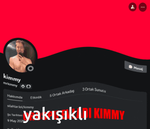 a man taking a selfie with the name kimmy on the top