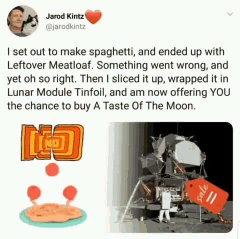 a tweet from jarod kintz shows a picture of a lunar module