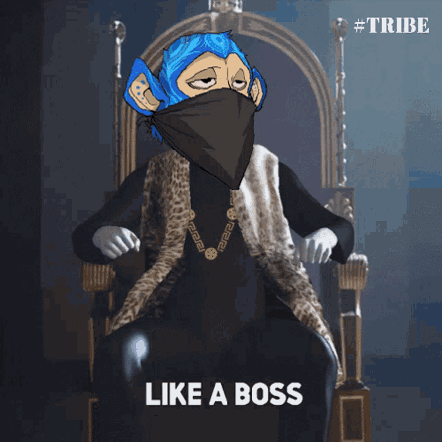 a cartoon of a monkey sitting on a throne with the words like a boss below it