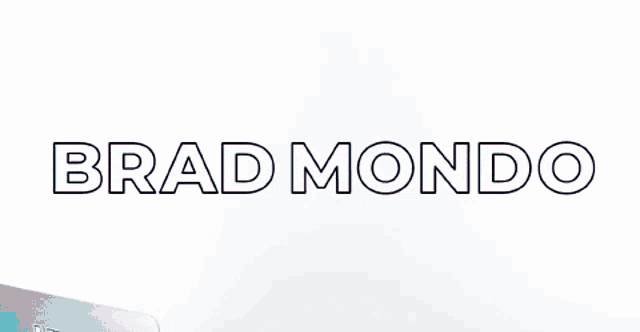 the word brad mondo is written in a rainbow of colors