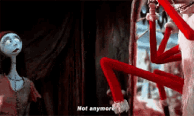 a nightmare before christmas scene with sally talking to jack