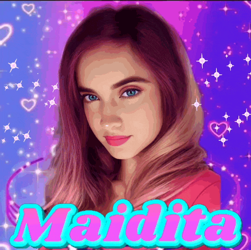 a picture of a girl with the name maidita written on it