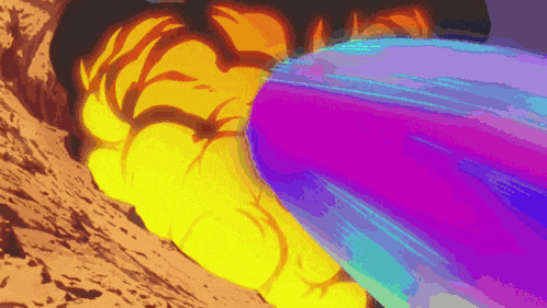 a cartoon drawing of a purple and yellow object