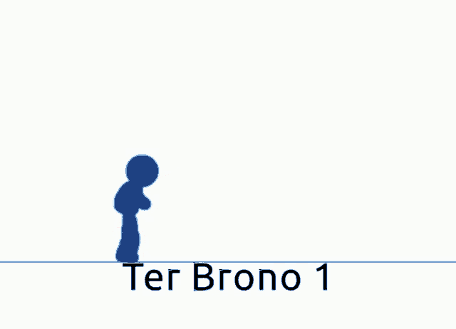 a stick figure is doing a trick on a black background with the words ter brono 1 written below it .